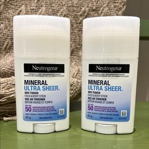 Lot of 2 Neutrogena Mineral Ultra Sheer Stick SPF 50 – 42g